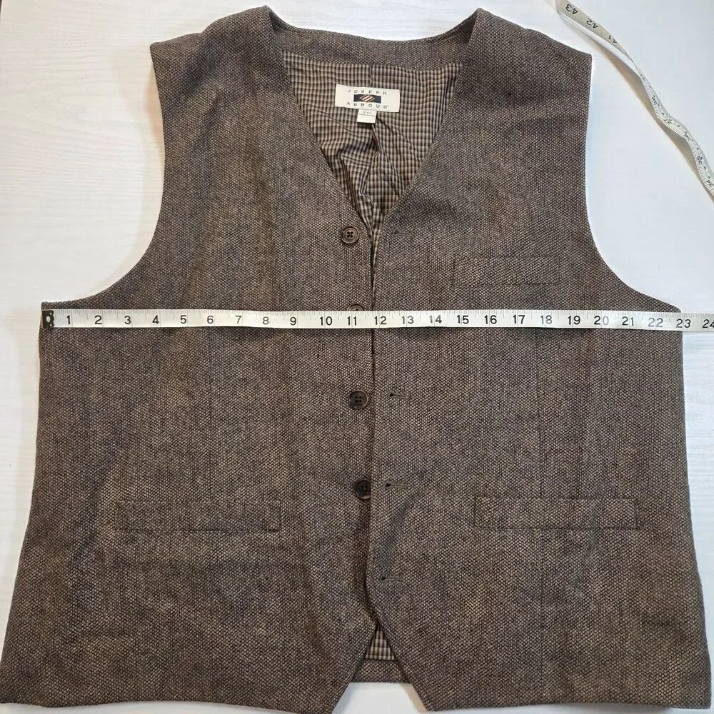 Joseph Abboud Men’s XXL Wool Blend Vest Brown Plaid Lined Button Front